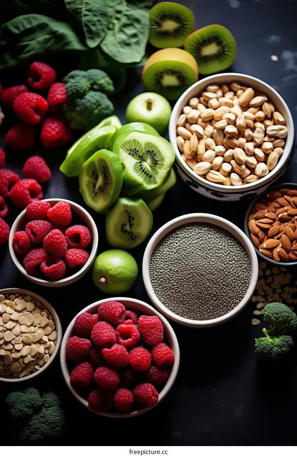 Healthy Food Variety: Fruits, Vegetables & Nuts