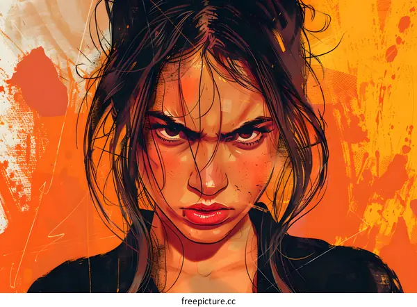 portrait of a determined looking woman with dark hair