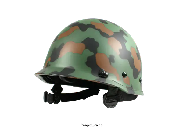 [Transparent Background PNG]Military Camouflage Helmet Closeup