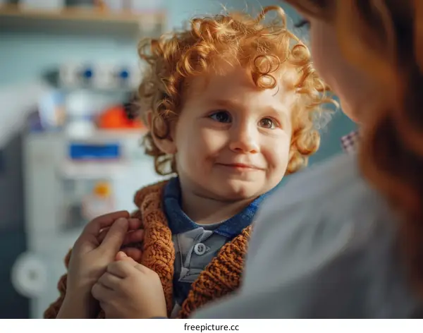 Toddler smiling at doctor during checkup