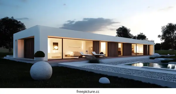 Modern Minimalist House Design with Pool and Landscaping