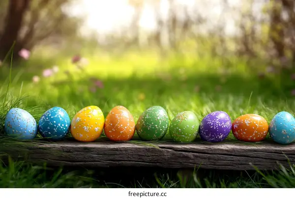 Colorful Easter Eggs in a Spring Meadow