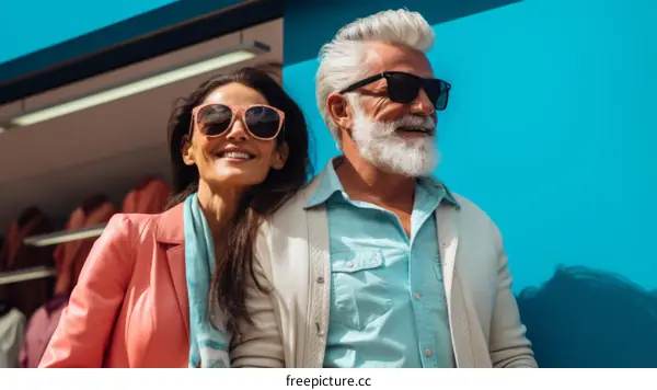 Happy retired couple smiling together