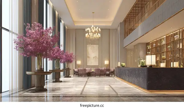 Modern Hotel Lobby Interior Design Illustration