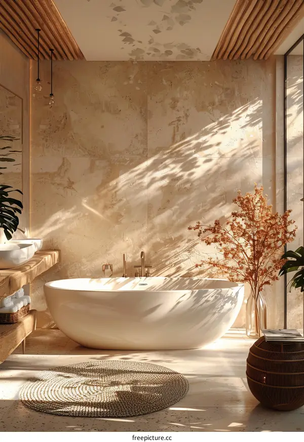 Modern Beige Bathroom Interior Design