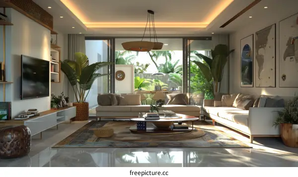 Bright and Airy Living Room With Plants