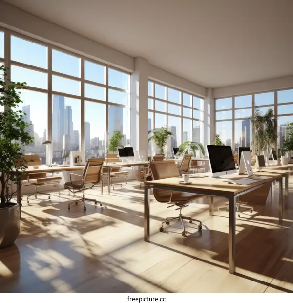 Modern Office Space with Skyline Views