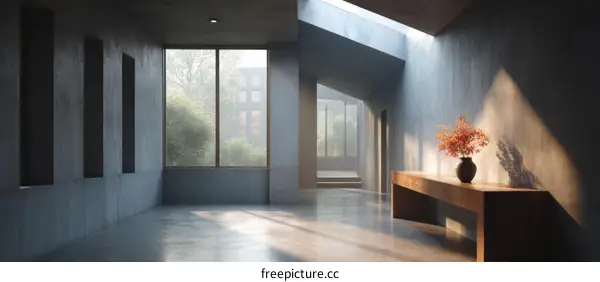 Modern Concrete Corridor with Natural Light