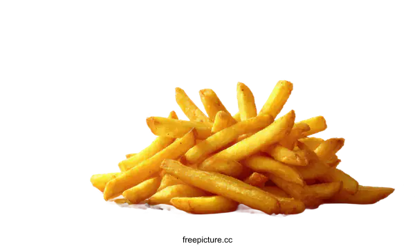 [Transparent Background PNG]Crispy French Fries Pile with Spiced Seasoning