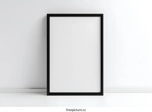 Blank Black Frame Mockup on White Wall