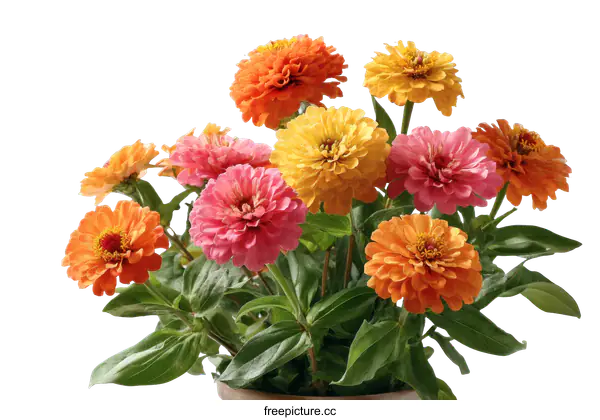[Transparent Background PNG]Beautiful Colorful Zinnia Bouquet