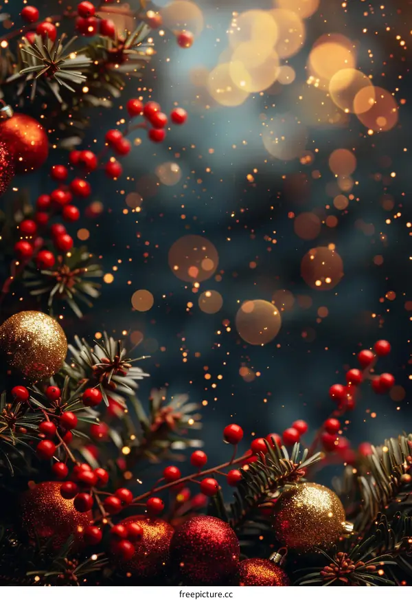 Festive Christmas Decorations with Red, Gold, Green, and White