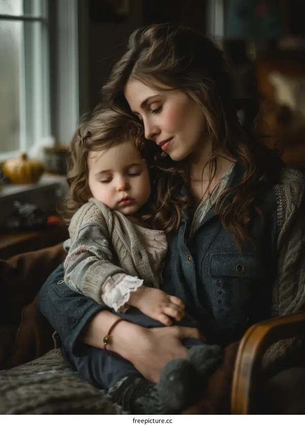 Warm Embrace of Mother and Daughter