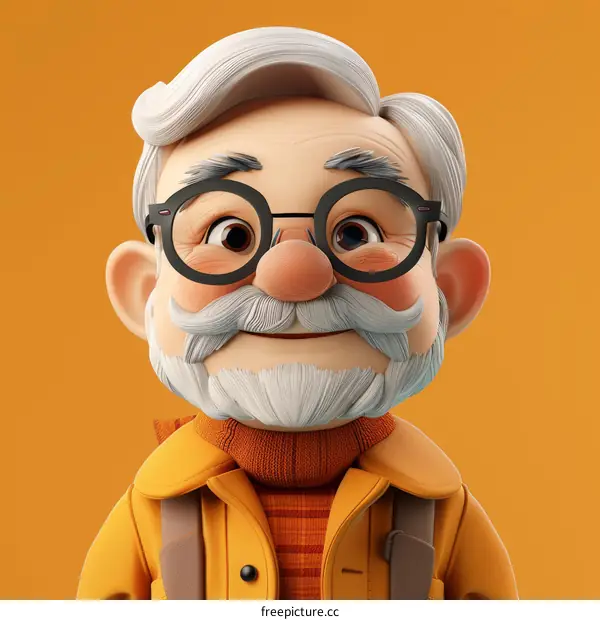 Smiling Senior Man Portrait - 3D Illustration