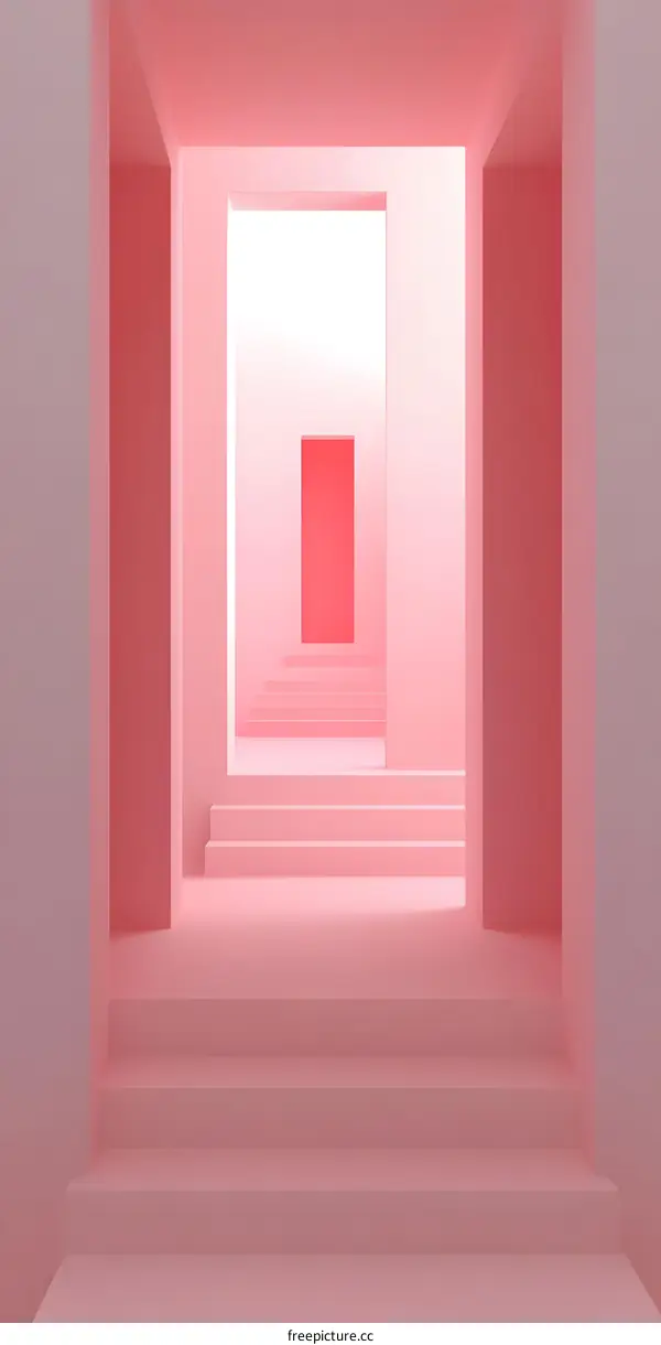 Pink Minimalist Staircase Hallway Abstract Interior Design