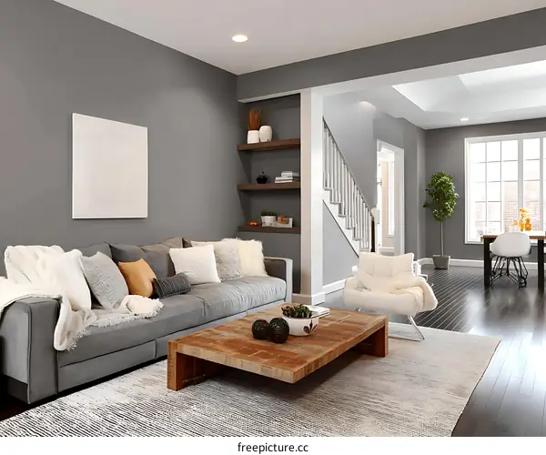 Modern Gray Living Room Interior Design