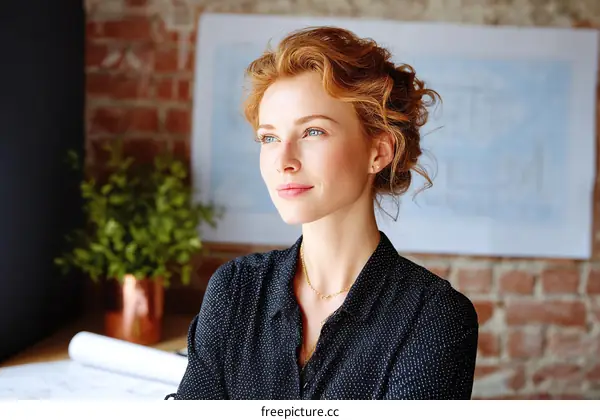 Thoughtful Woman in Office Setting