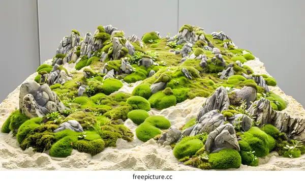 Green Moss Covered Rocks Miniature Landscape