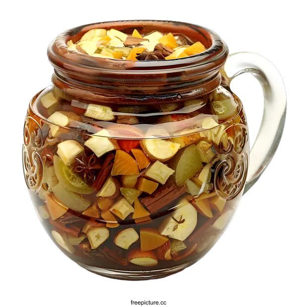 [Transparent Background PNG]Glass Jar Filled with Dried Fruits and Spices