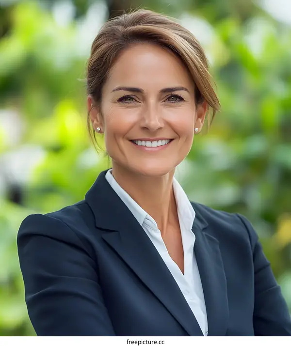 Portrait of Confident Business Woman Smiling in Suit