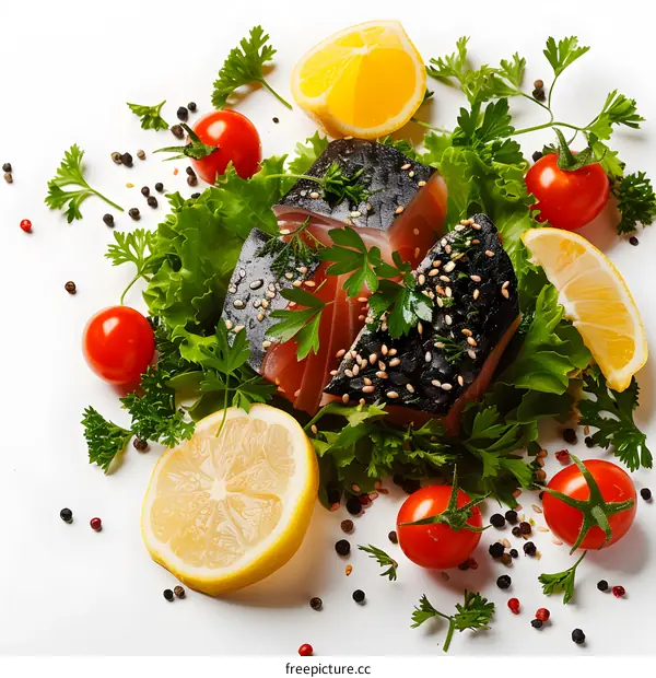 Raw Fish Steaks with Herbs and Spices