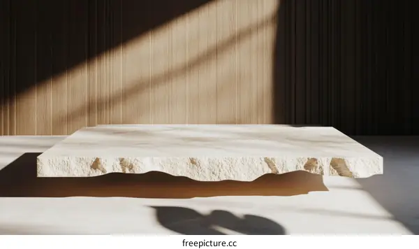 Modern Minimalist Beige Marble Display Platform