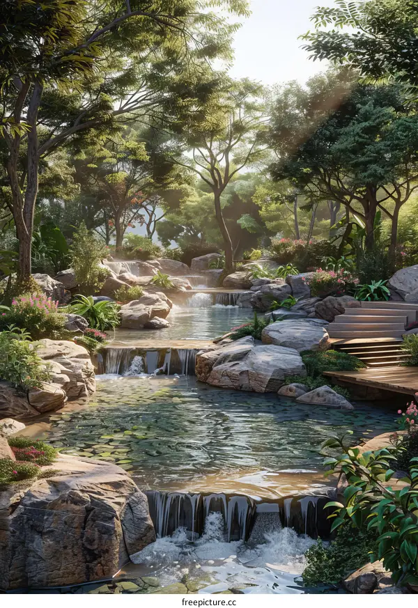 Lush Forest Waterfall