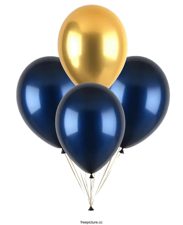 [Transparent Background PNG]Luxury Gold and Navy Balloons Collection