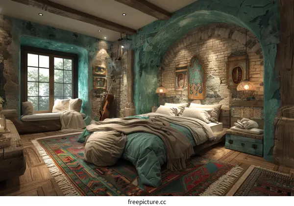 Bohemian Bedroom Design Illustration