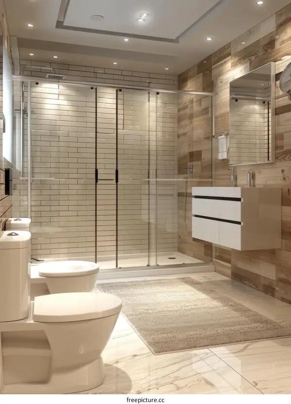 Modern Contemporary Bathroom Design with Wooden Accents