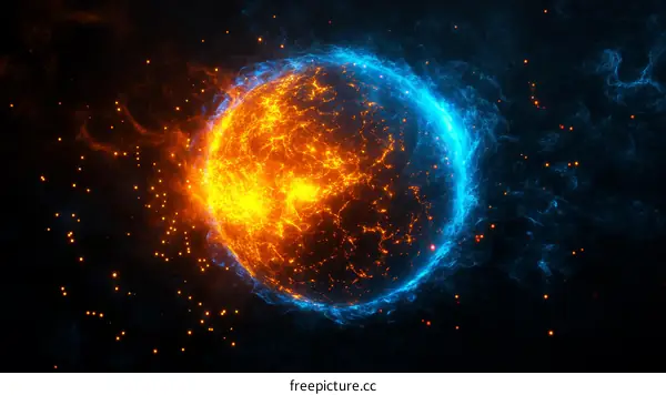 Abstract Fiery Celestial Body Collision