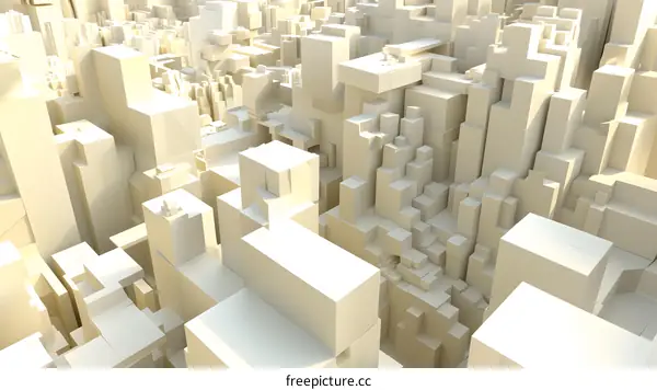 Abstract 3D Cityscape  Illustration in Beige Color