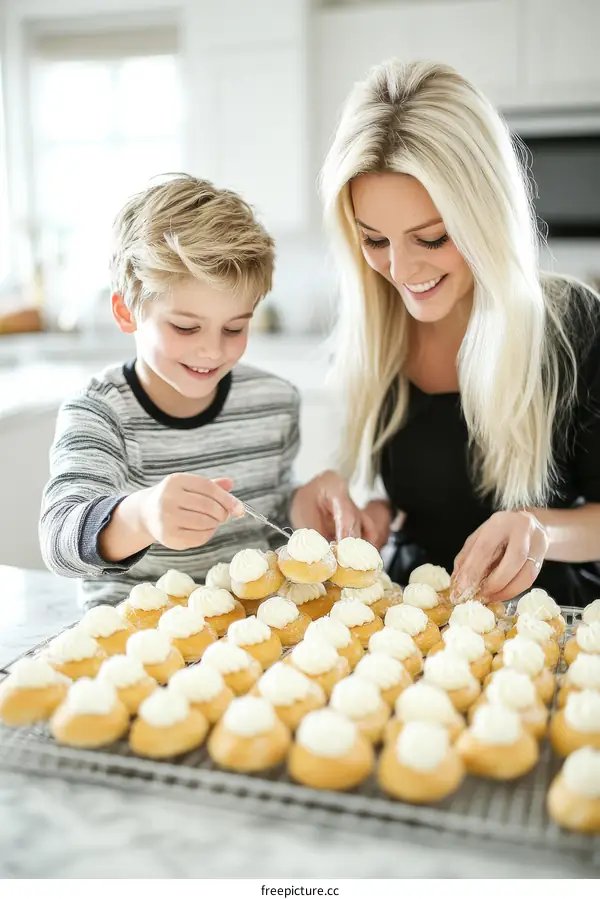 Mother and Son Baking Delicious Sweet Treats
