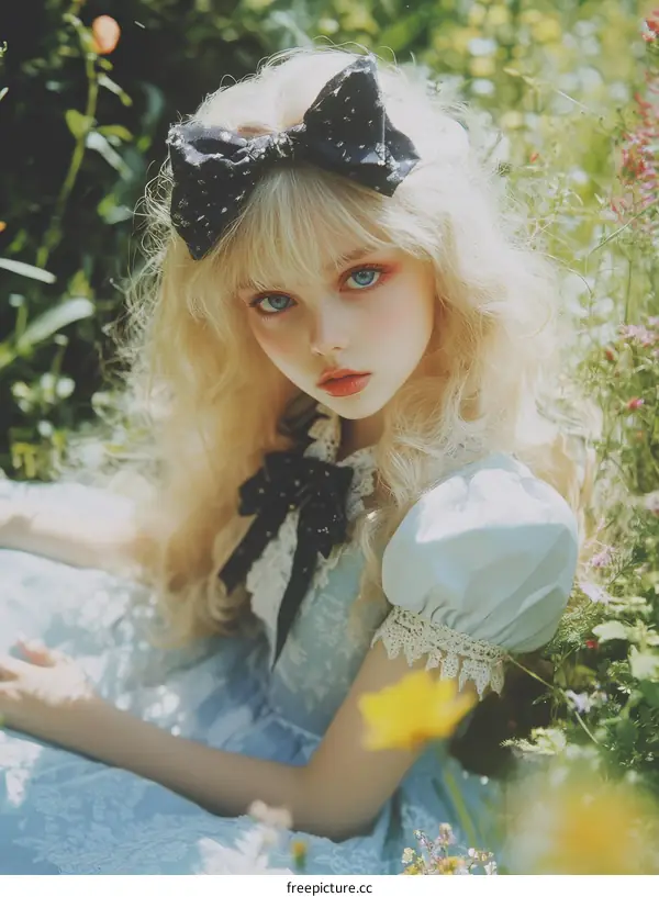 Alice in Wonderland Girl in a Light Blue Dress