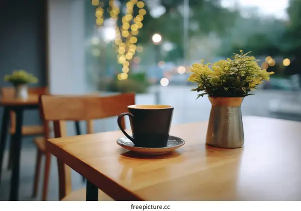 Cozy Cafe Table with Coffee and Decor