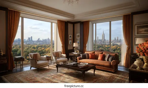 Luxury Apartment Interior with City View