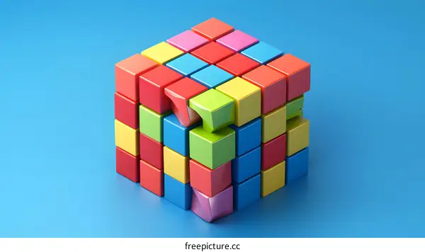 Colorful Cube Blocks Abstract Puzzle Background