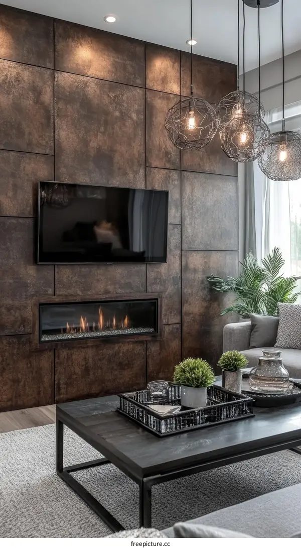 Modern Living Room with Dark Accents