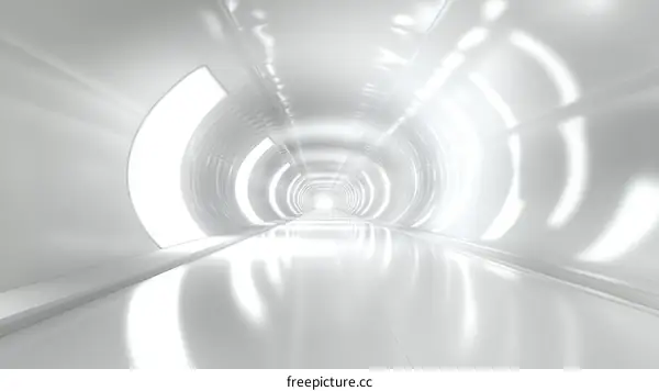 Modern Futuristic White Tunnel Architecture Illustration