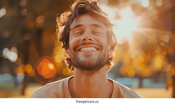 Smiling Man Outdoors in Sunlight