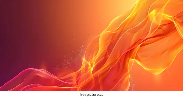 Abstract Flowing Waves of Orange and Red