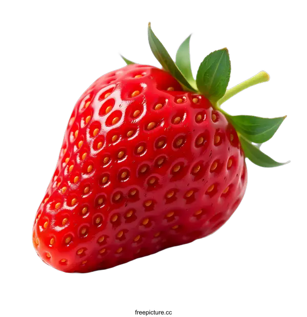 [Transparent Background PNG]Single Ripe Strawberry Isolated On transparent background