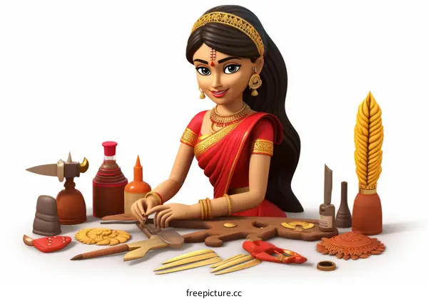 Talented Indian Woman Creating Traditional Jewelry