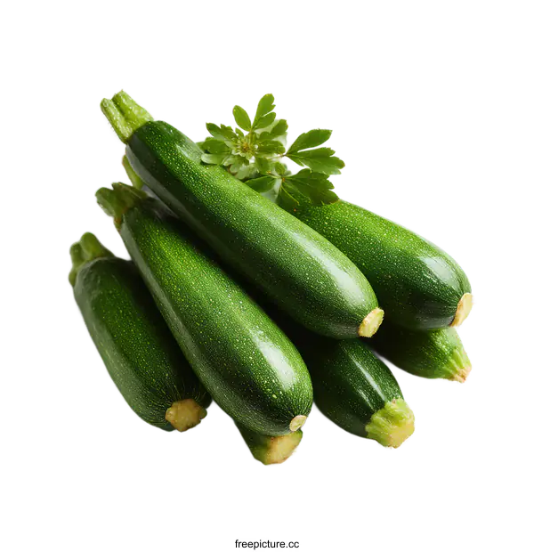 [Transparent Background PNG]Fresh Green Zucchini Vegetables Close-up