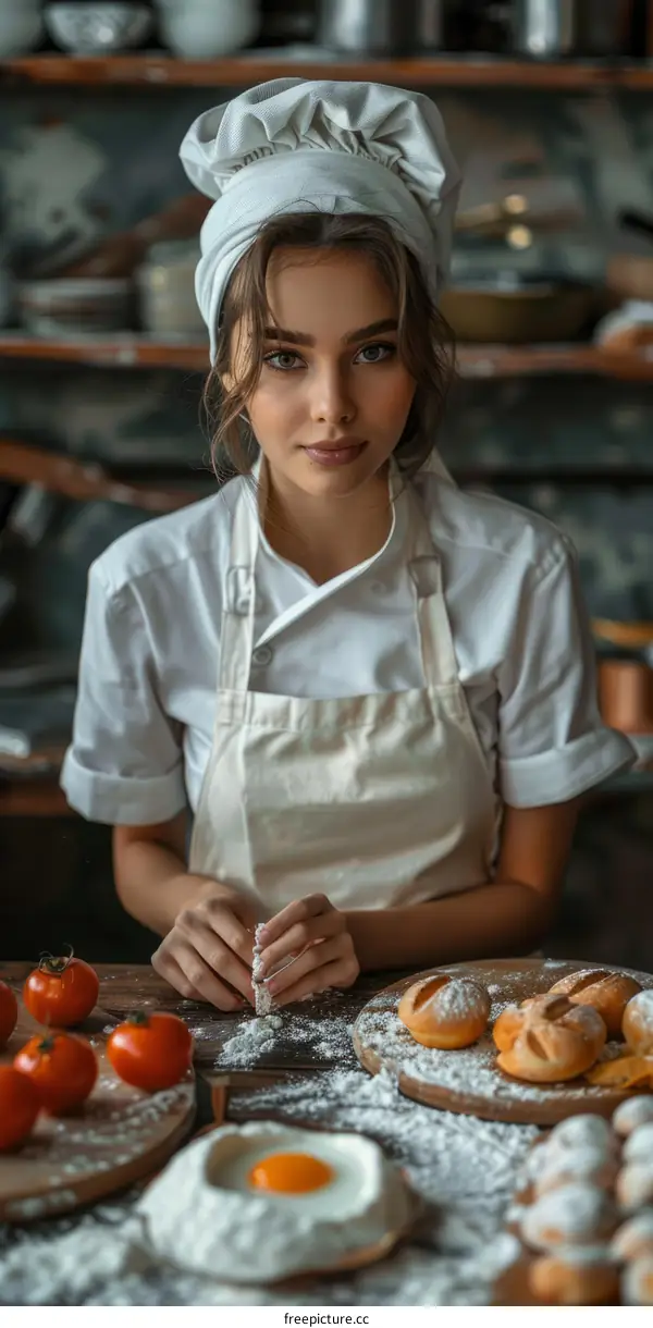 Young Woman Chef in Uniform