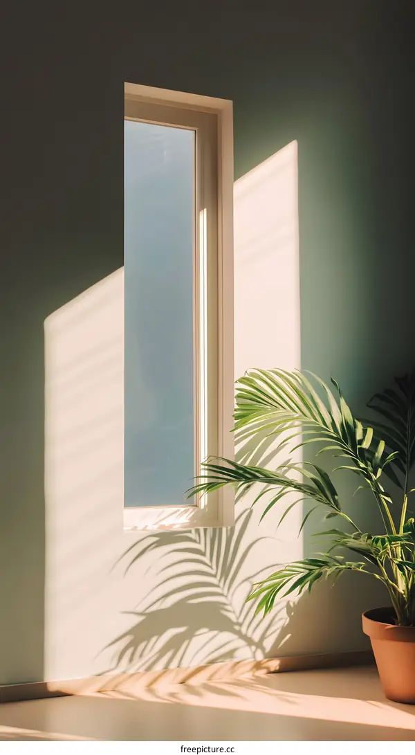 Sunlight Through Window with a Palm Plant