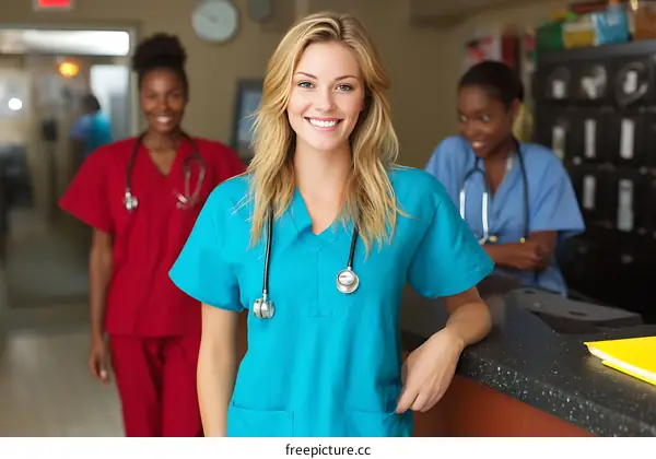 Friendly Healthcare Professionals in a Medical Setting