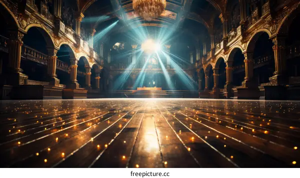 Empty Ballroom Stage Spotlight Luxury