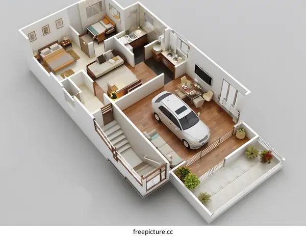 Modern House Floor Plan With Garage