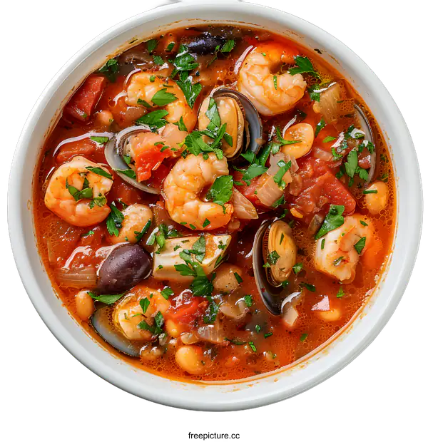 [Transparent Background PNG]Seafood Soup with Mussels and Shrimp
